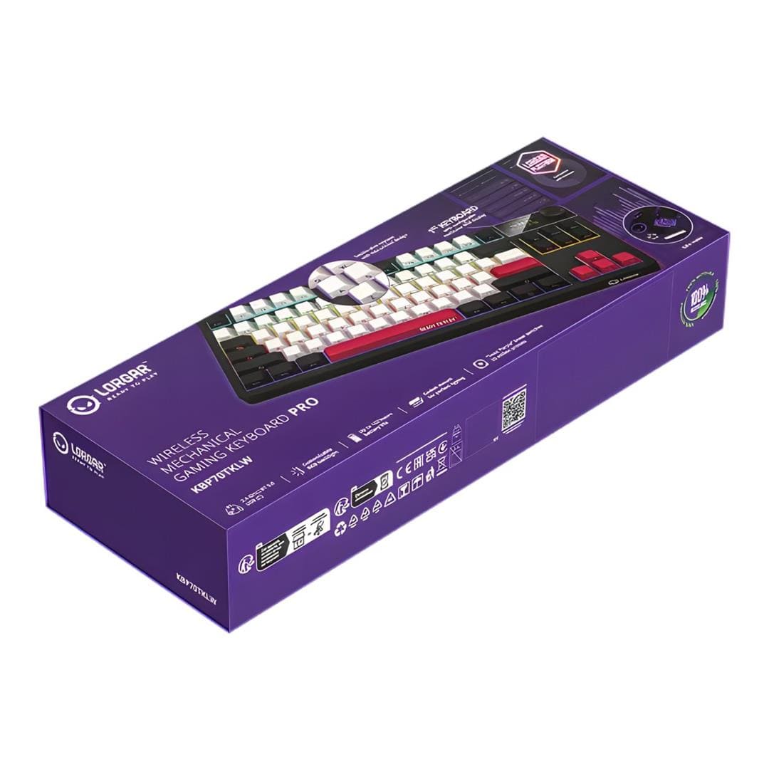 Lorgar KBP70TKLW Wireless TKL Mechanical Gaming Keyboard Pro Black and Red LRG-KBP70TKLW-BK-US