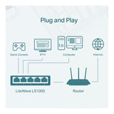 TP-Link LiteWave LS1005 5-port Fast Ethernet Desktop Unmanaged Switch