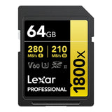 Lexar 1800x SD Professional 64GB SDXC Memory Card LSD1800064G-BNNNG