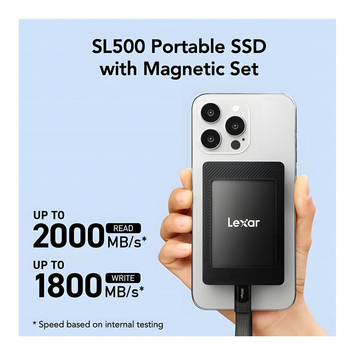 Lexar SL500 2TB USB Type-C 3.2 Gen 2x2 Black External SSD