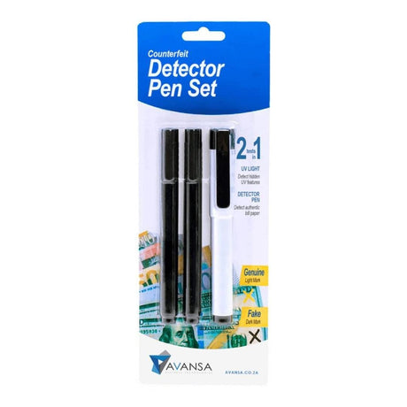 Avansa Counterfeit Pens with UV Light 3-pack M017