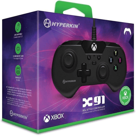 Hyperkin X91 Retro Wired Xbox Controller - Black M02628-BK
