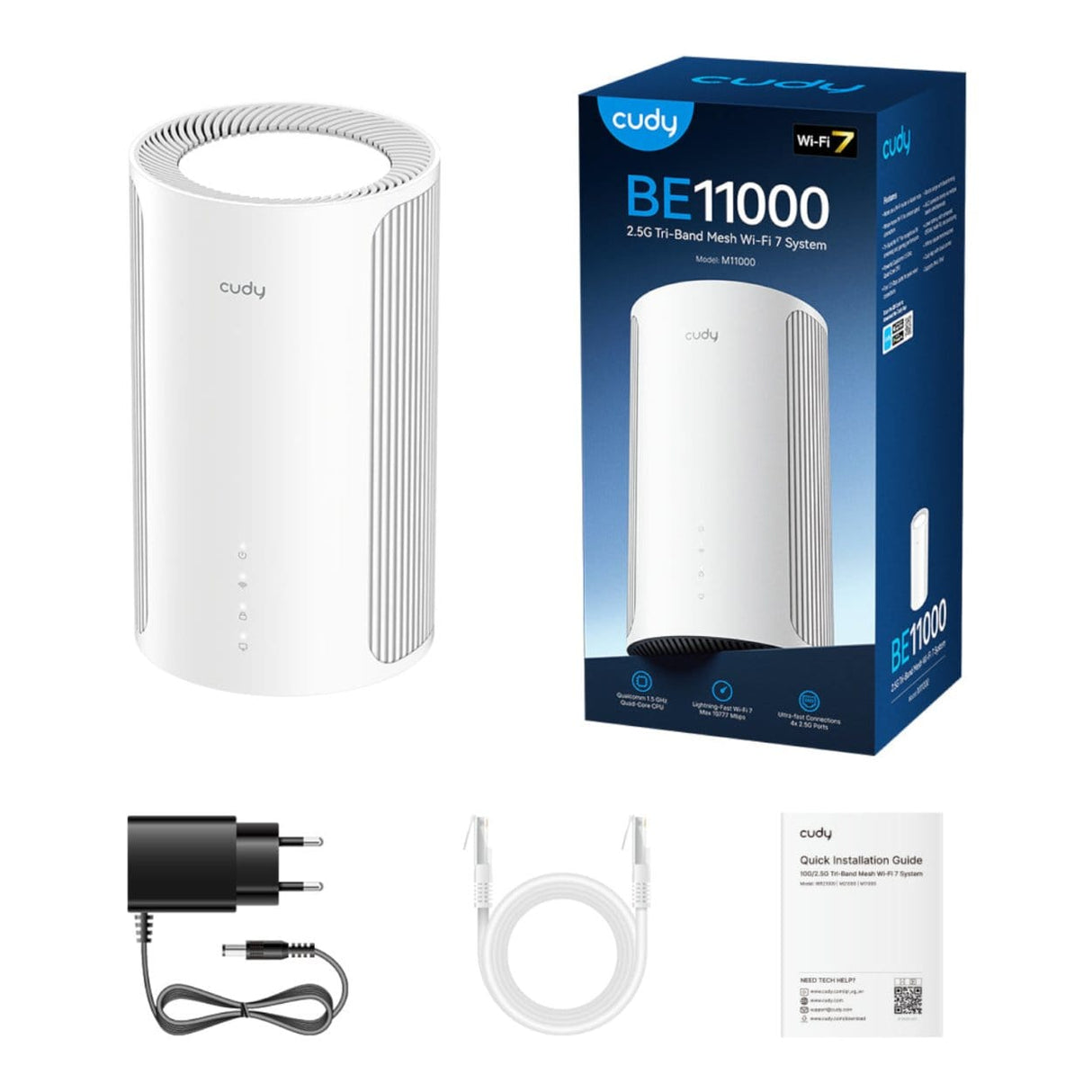 Cudy M11000 Tri-band 2.4GHz 5GHz 6GHz Wi-Fi 7 Mesh System White