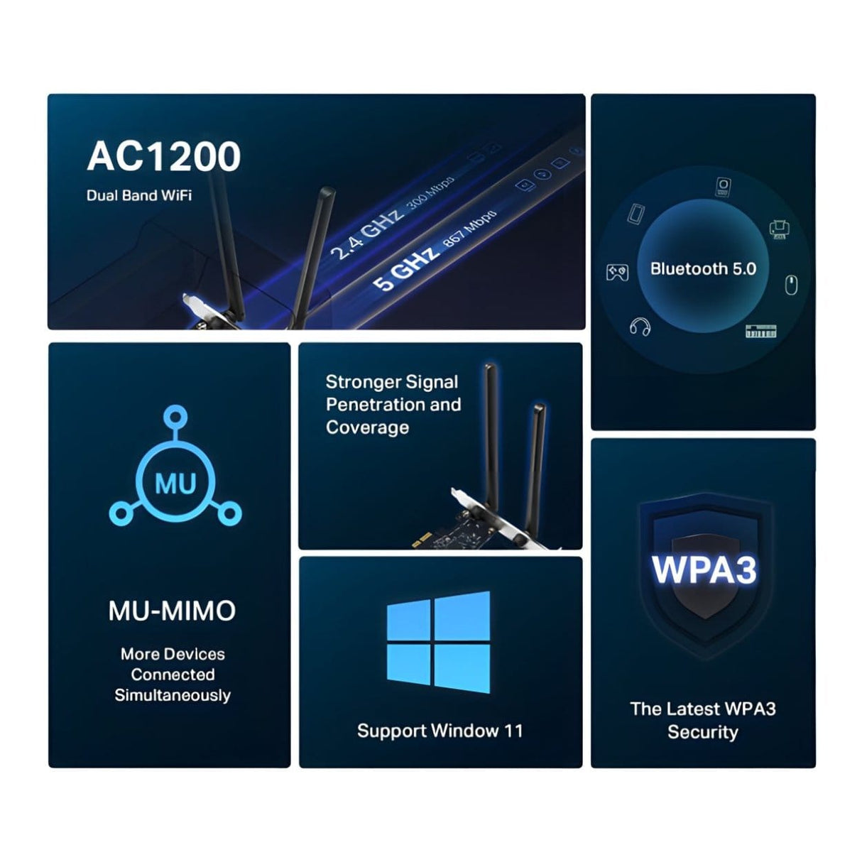Mercusys MA30E AC1200 Wi-Fi Bluetooth PCIe Adapter