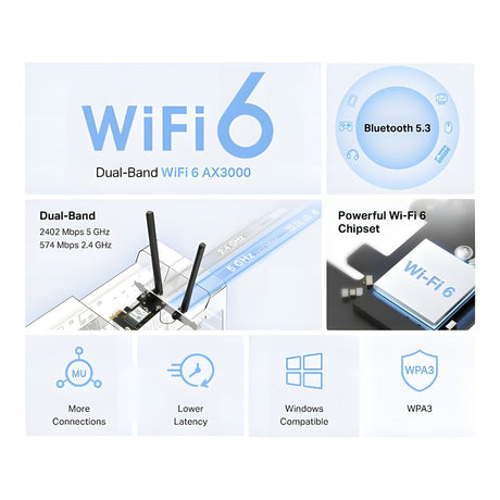 Mercusys MA80XE AX3000 Wi-Fi 6 Bluetooth 5.3 PCIe Adapter
