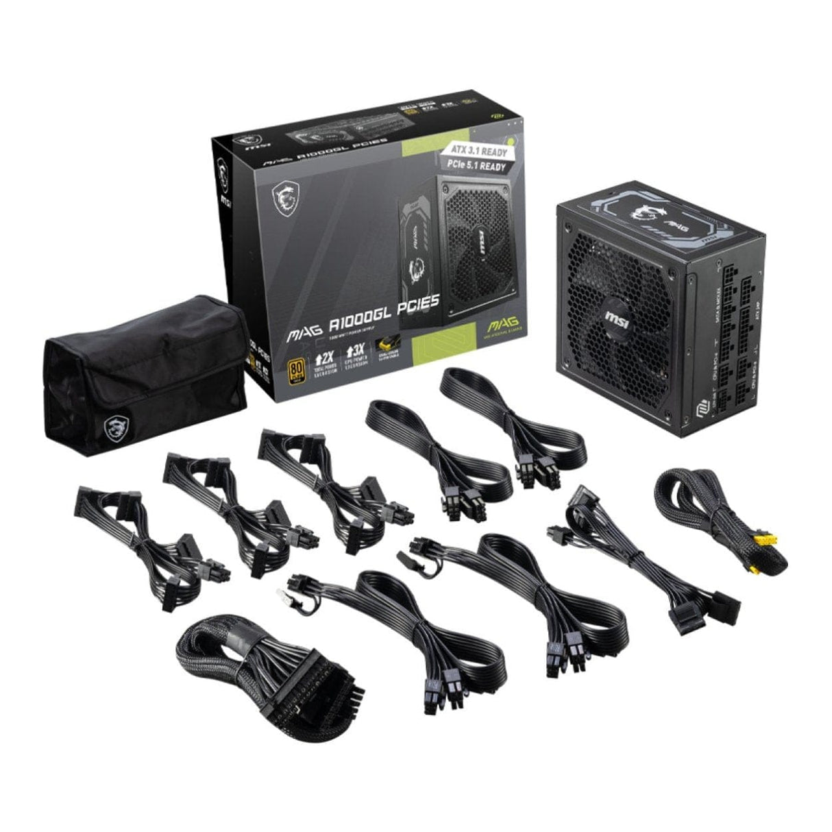 MSI MAG A1000GL PCIe5 1000W 80 PLUS Gold 24-pin ATX Power Supply