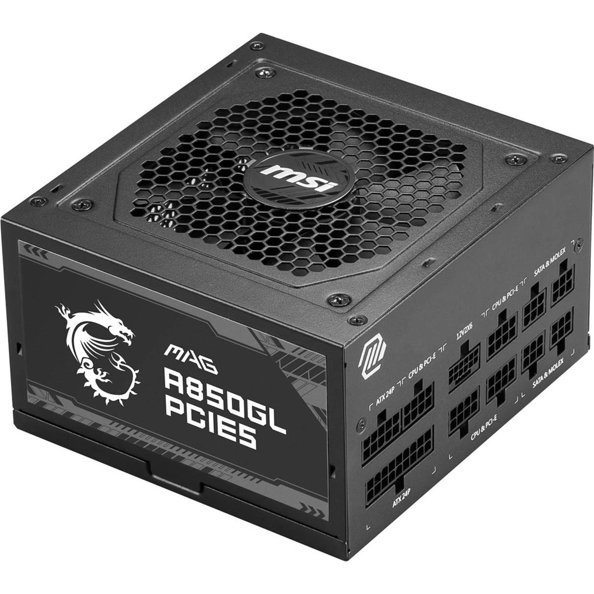 MSI MAG A850GL PCIE5 850W 80 PLUS Gold 20+4 pin ATX Black Power Supply