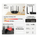 Mercusys MB235-4G AC1200 Wireless Router - Dual Band 2.4GHz and 5GHz Gigabit Ethernet