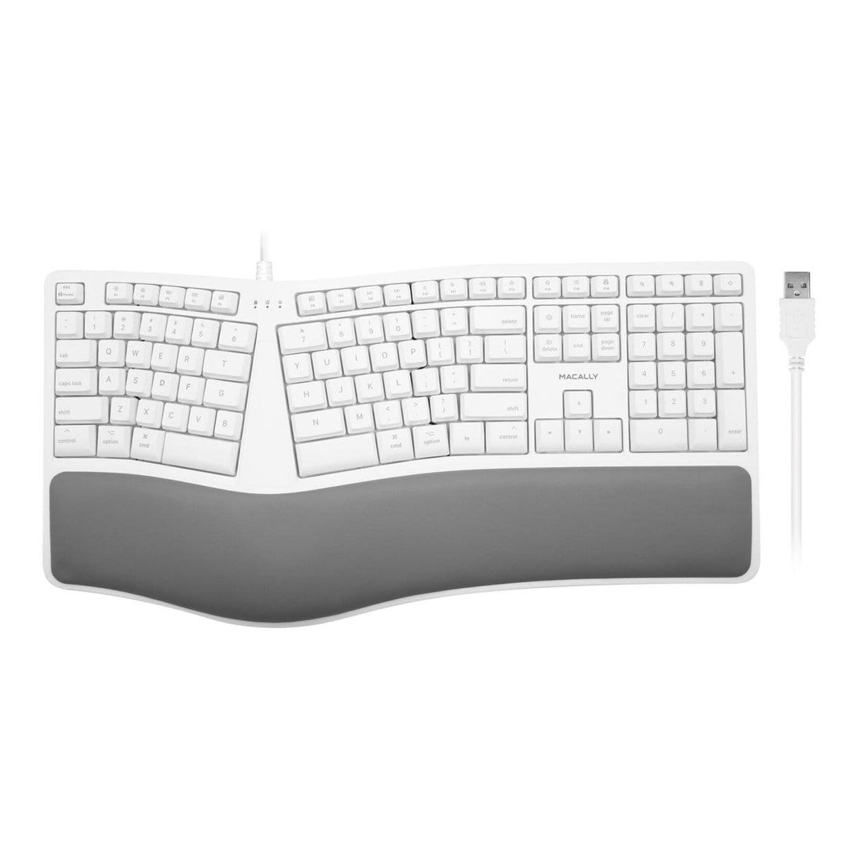 Macally Ergonomic Wired USB-A Keyboard with Palm Rest MERGOKEY