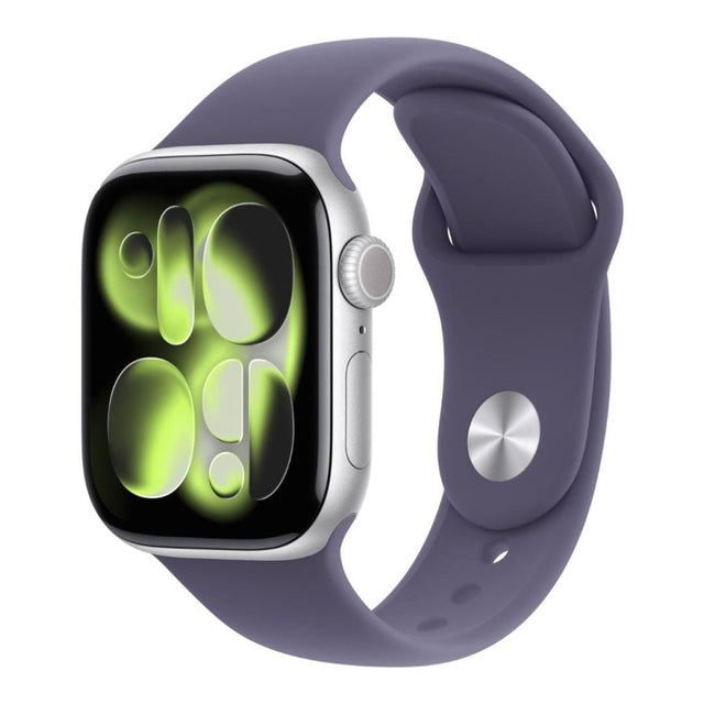 Apple Watch Series 11 GPS 46mm Silver Aluminium Case with Purple Fog Sport Band S/M MEV94AF/A