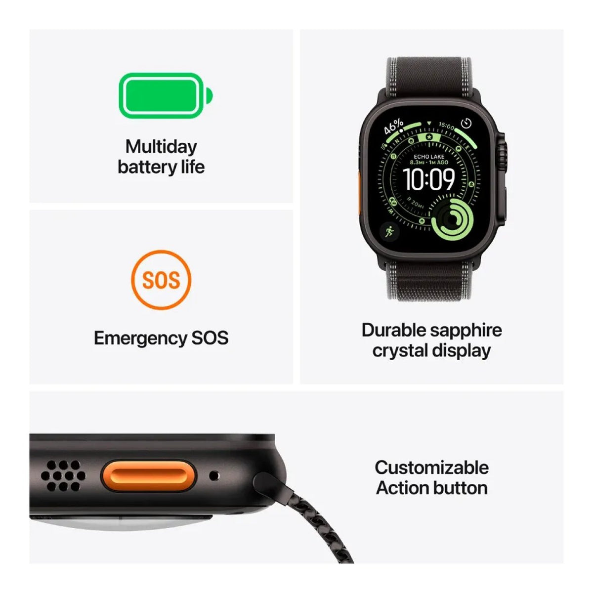 Apple Watch Ultra 3 GPS + Cellular 49mm Natural Titanium Case with Light Blue Alpine Loop - Small