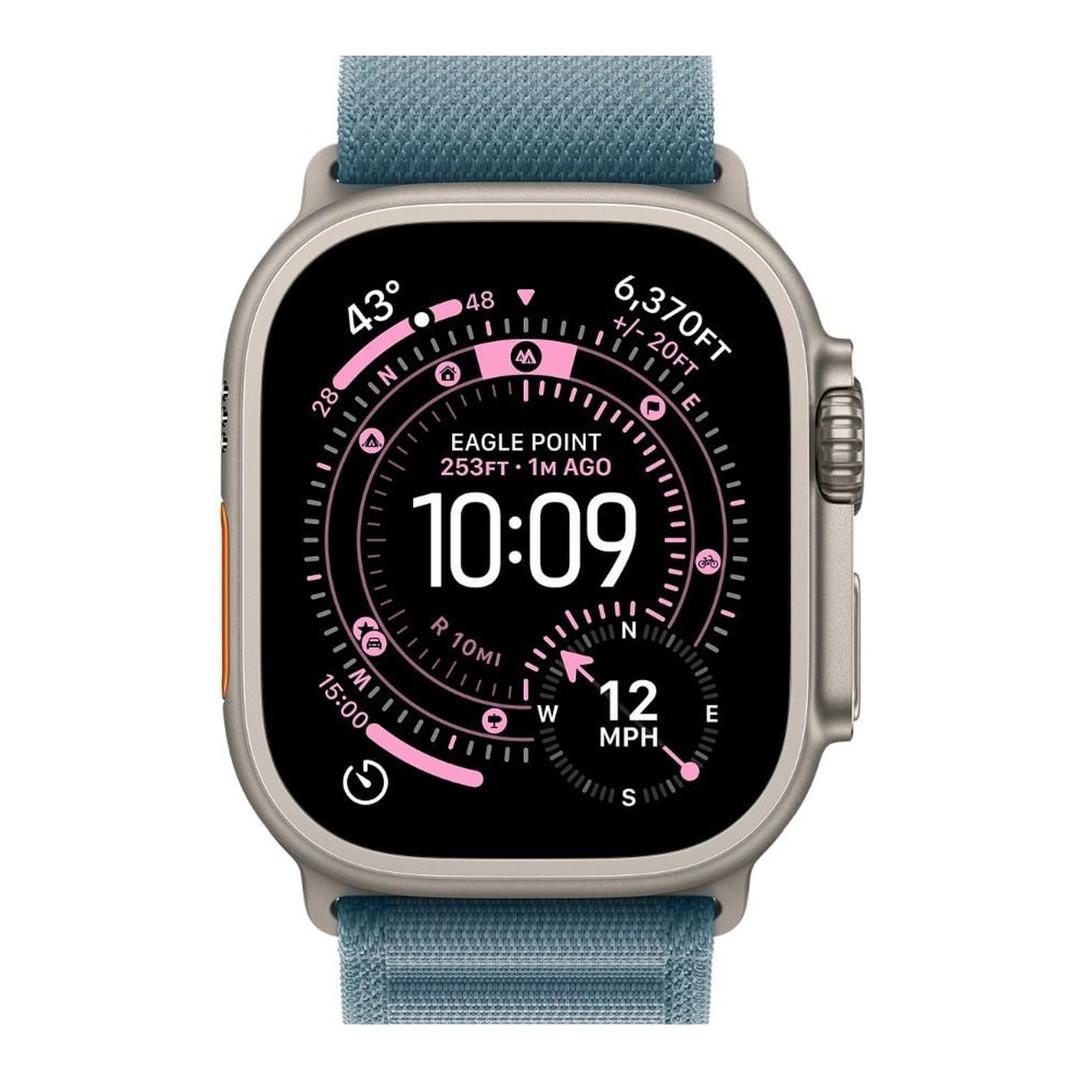 Apple Watch Ultra 3 GPS + Cellular 49mm Natural Titanium Case with Light Blue Alpine Loop - Small