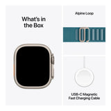 Apple Watch Ultra 3 GPS + Cellular 49mm Natural Titanium Case with Light Blue Alpine Loop - Small
