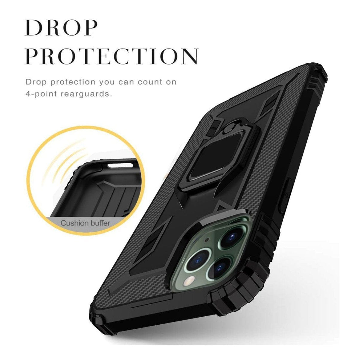 Tuff-Luv Rugged Armour Shield Case and Stand for Apple iPhone 12 and Pro Black MF3340