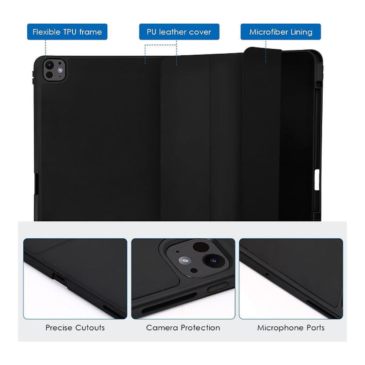 Tuff-Luv Smart Folio Case with Pencil Holder for Apple iPad Pro 11-inch M4/M5 Black MF3746