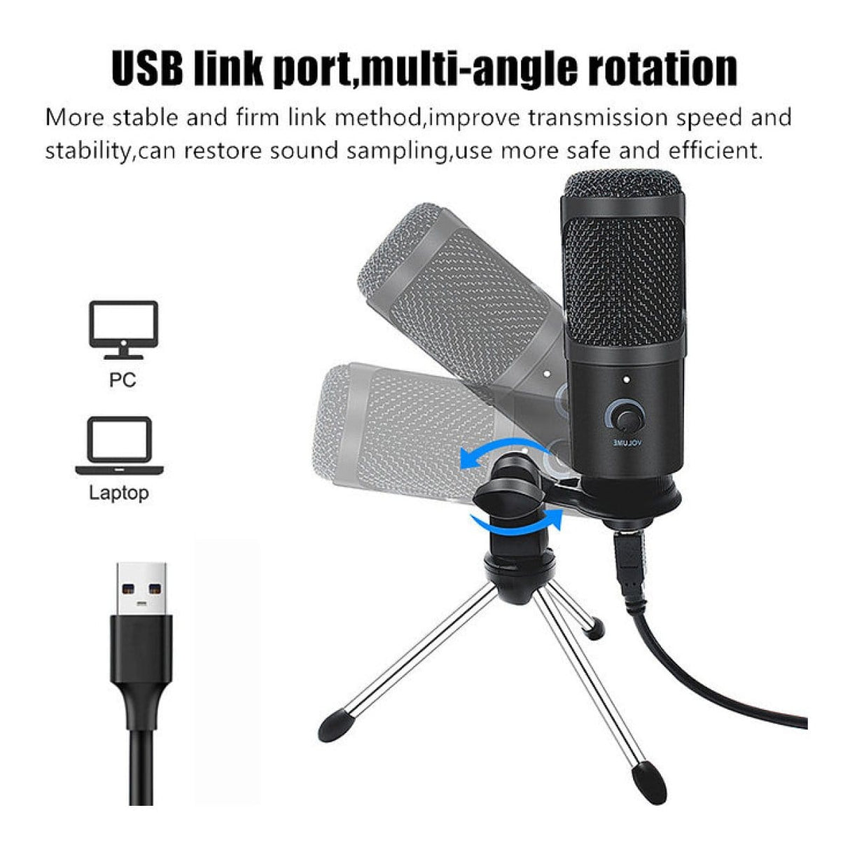 Tuff-Luv USB-A Condenser Microphone with Tripod Black MF3850