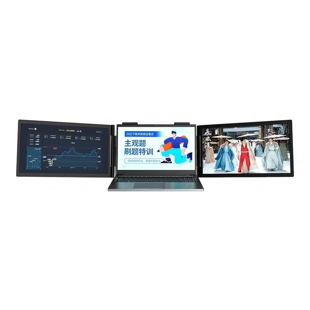 Tuff-Luv MF3856 14-inch 1920 x 1080p FHD 16:9 60Hz LCD IPS Portable Tri Monitor Extender for Notebooks
