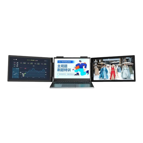 Tuff-Luv MF3856 14-inch 1920 x 1080p FHD 16:9 60Hz LCD IPS Portable Tri Monitor Extender for Notebooks
