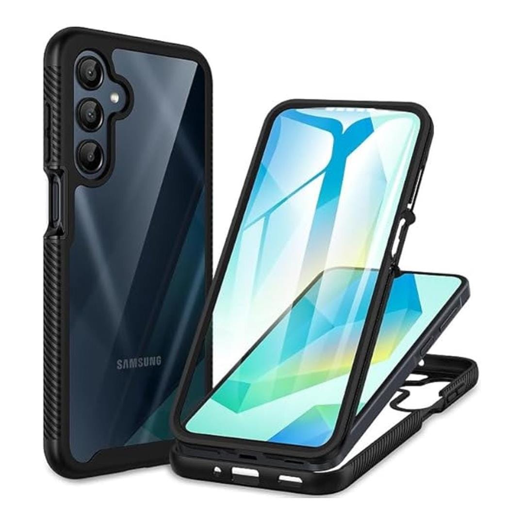 Tuff-Luv Rugged Vault Case with Built in Screen Protector Compatible with Samsung A16 Black MF4069