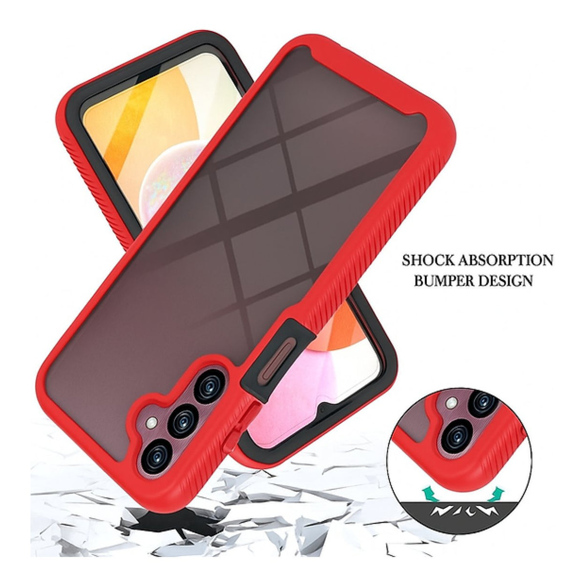 Tuff-Luv Rugged Vault Case with Built-In Screen Protector for Samsung Galaxy A16 Red MF4071
