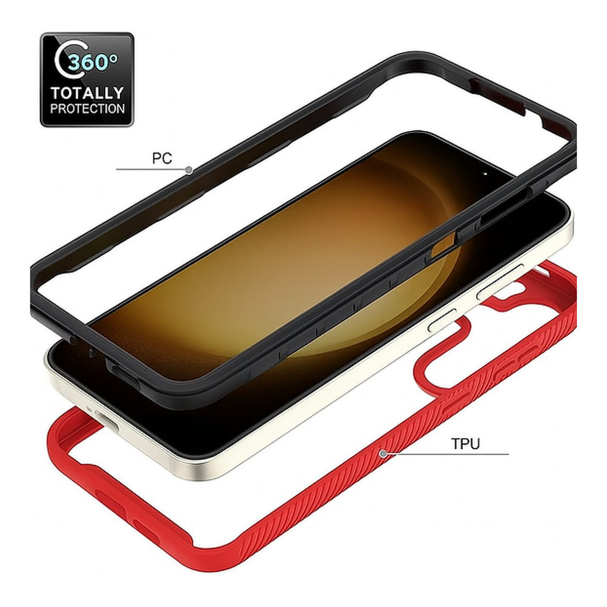 Tuff-Luv Rugged Vault Case with Built-In Screen Protector for Samsung Galaxy A16 Red MF4071