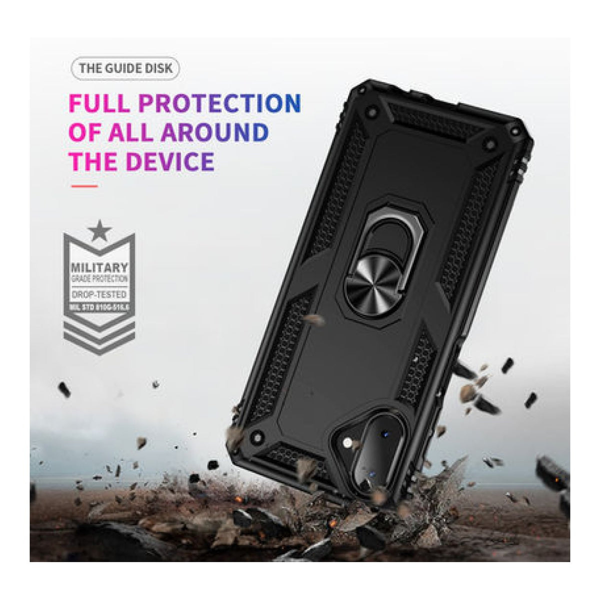 Tuff-Luv Rugged Case with 360 Degree Ring Stand for Samsung Galaxy A07 Black MF4082