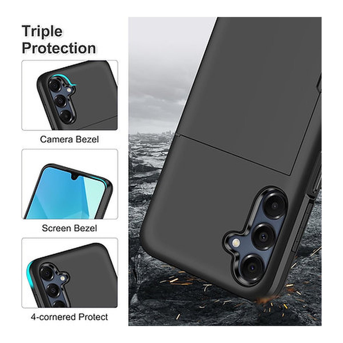 Tuff-Luv Rugged Wallet Case with Sliding Card Slot for Samsung Galaxy A17 5G Black MF4146