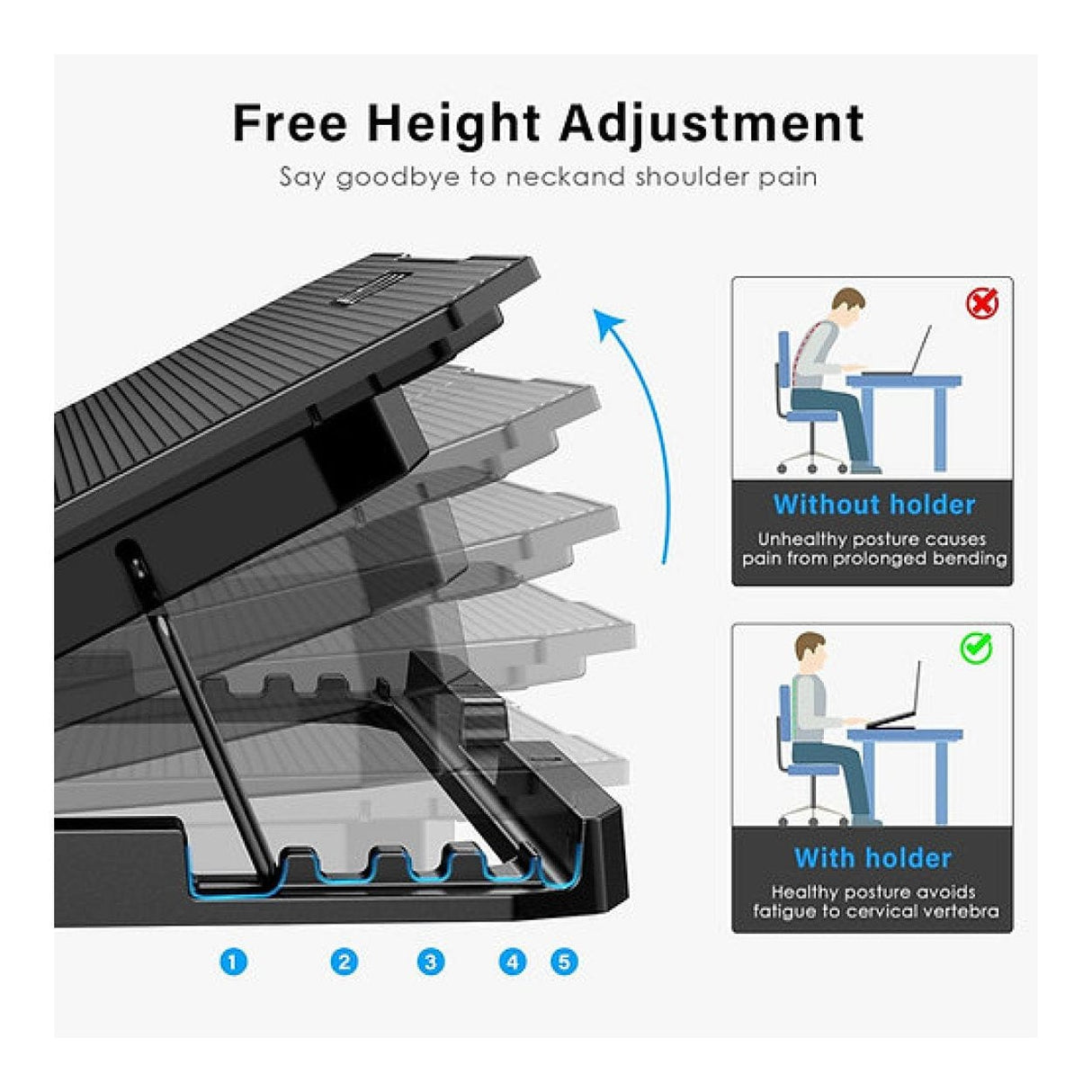 Tuff-Luv 6 Quiet Fans Notebook Cooler for 12-17-inch Notebooks Black MF4178