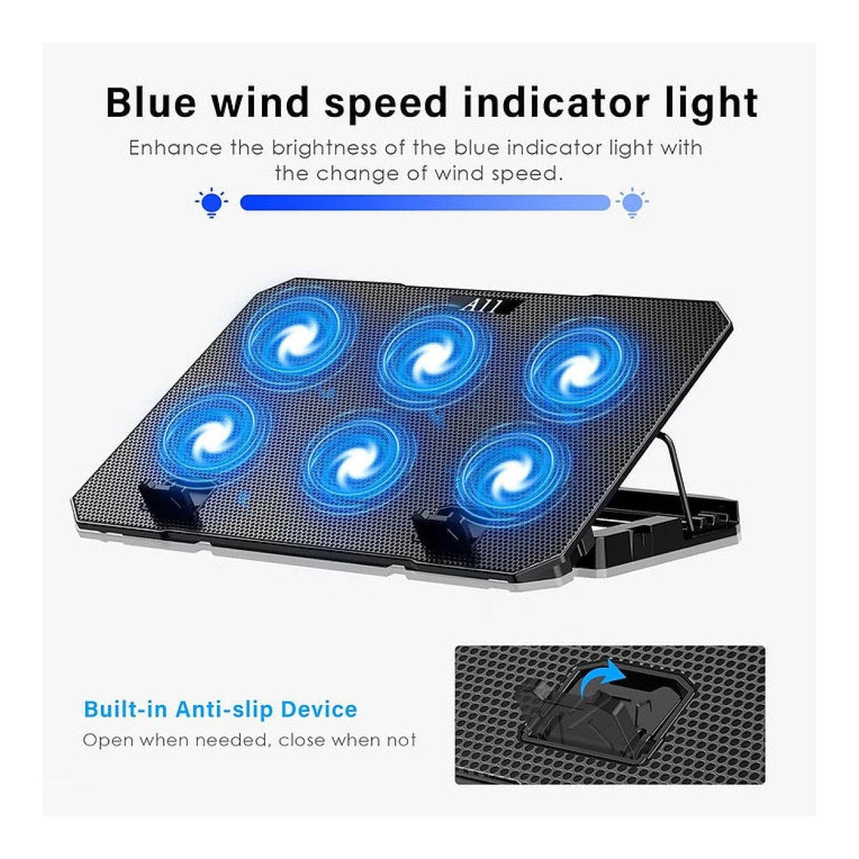 Tuff-Luv 6 Quiet Fans Notebook Cooler for 12-17-inch Notebooks Black MF4178