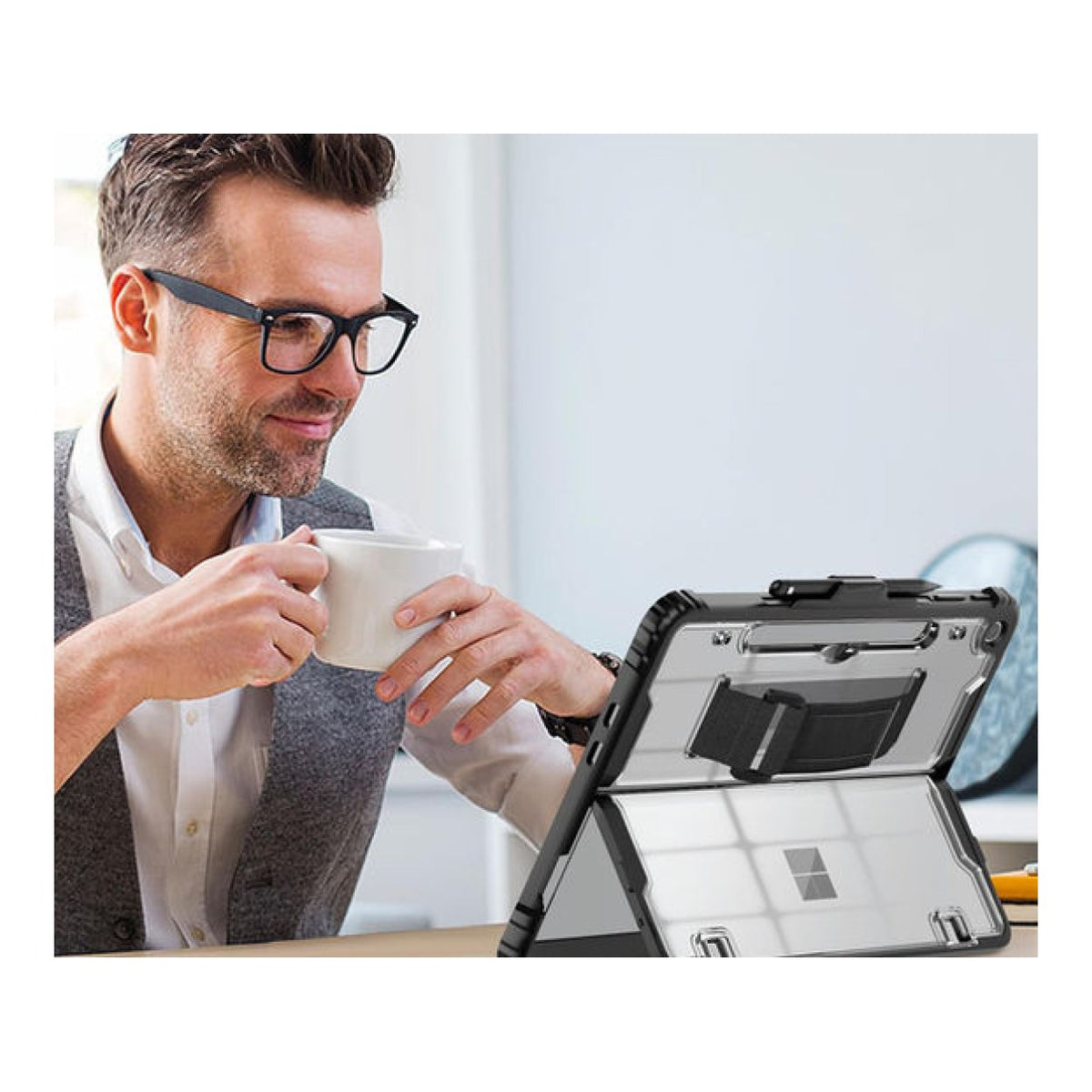 Tuff-Luv Rugged Protective Case with Shoulder Strap and Pen Holder for Microsoft Surface Pro 12 Clear MF4181