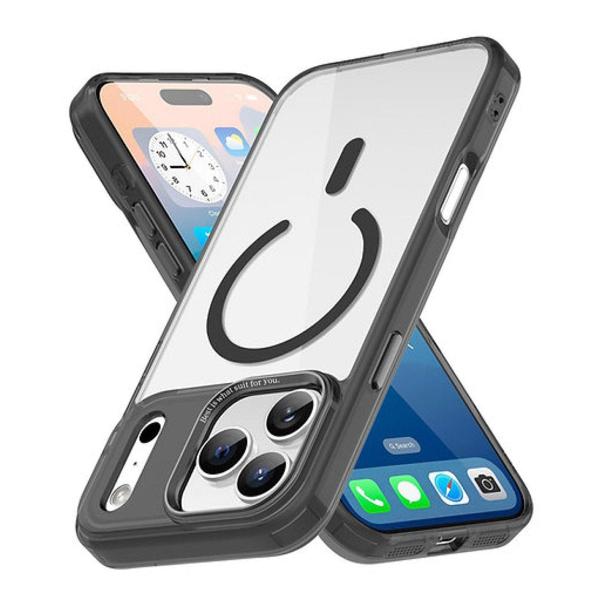 Tuff-Luv Tough Acrylic 2 Tone Magnetic Magsafe Case For Apple iPhone 17 Pro Clear Black MF4186