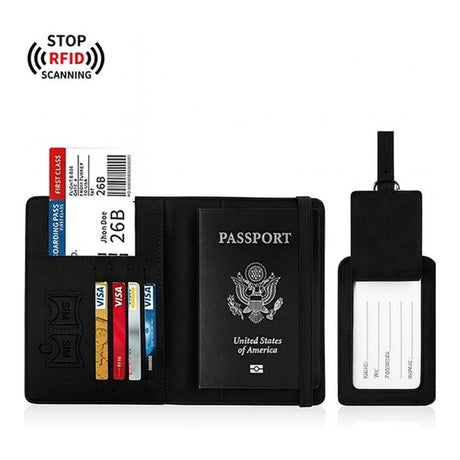 Tuff-Luv RFID Passport Holder and Luggage Tag Set Black MF4281