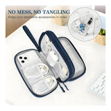 Tuff-Luv MF4306 Essential Waterproof Travel Charger and Cable Organizer Bag - Navy Blue