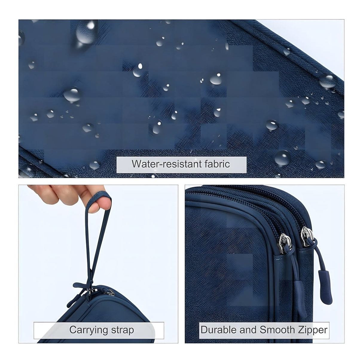 Tuff-Luv MF4306 Essential Waterproof Travel Charger and Cable Organizer Bag - Navy Blue