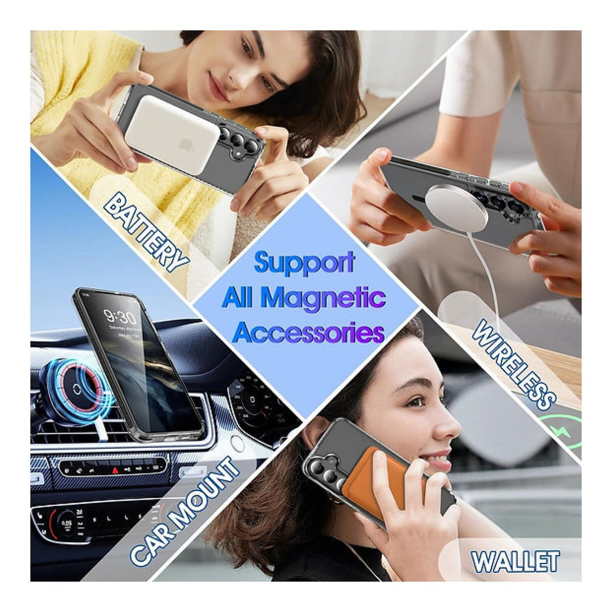 Tuff-Luv Magnetic Mobile Case for Samsung Galaxy S25 FE Clear/Black MF4368