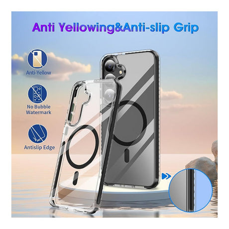 Tuff-Luv Magnetic Mobile Case for Samsung Galaxy S25 FE Clear/Black MF4368