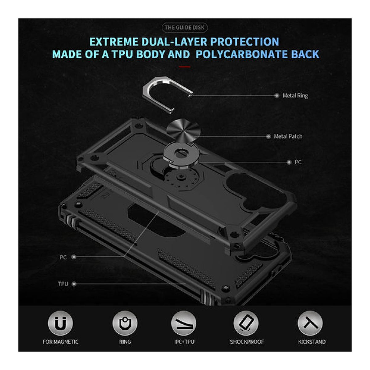 Tuff-Luv Rugged Case with Stand for Samsung Galaxy A37 5G Black MF4397