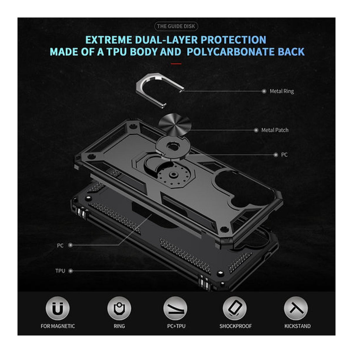 Tuff-Luv Rugged Case with Stand for Samsung Galaxy A57 5G Black MF4398