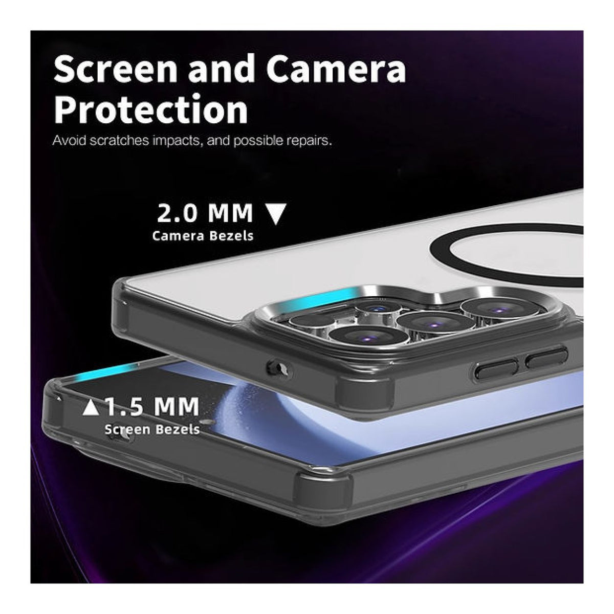 Tuff-Luv Magnetic Mobile Case for Samsung Galaxy S26 Ultra Clear/Black MF4474