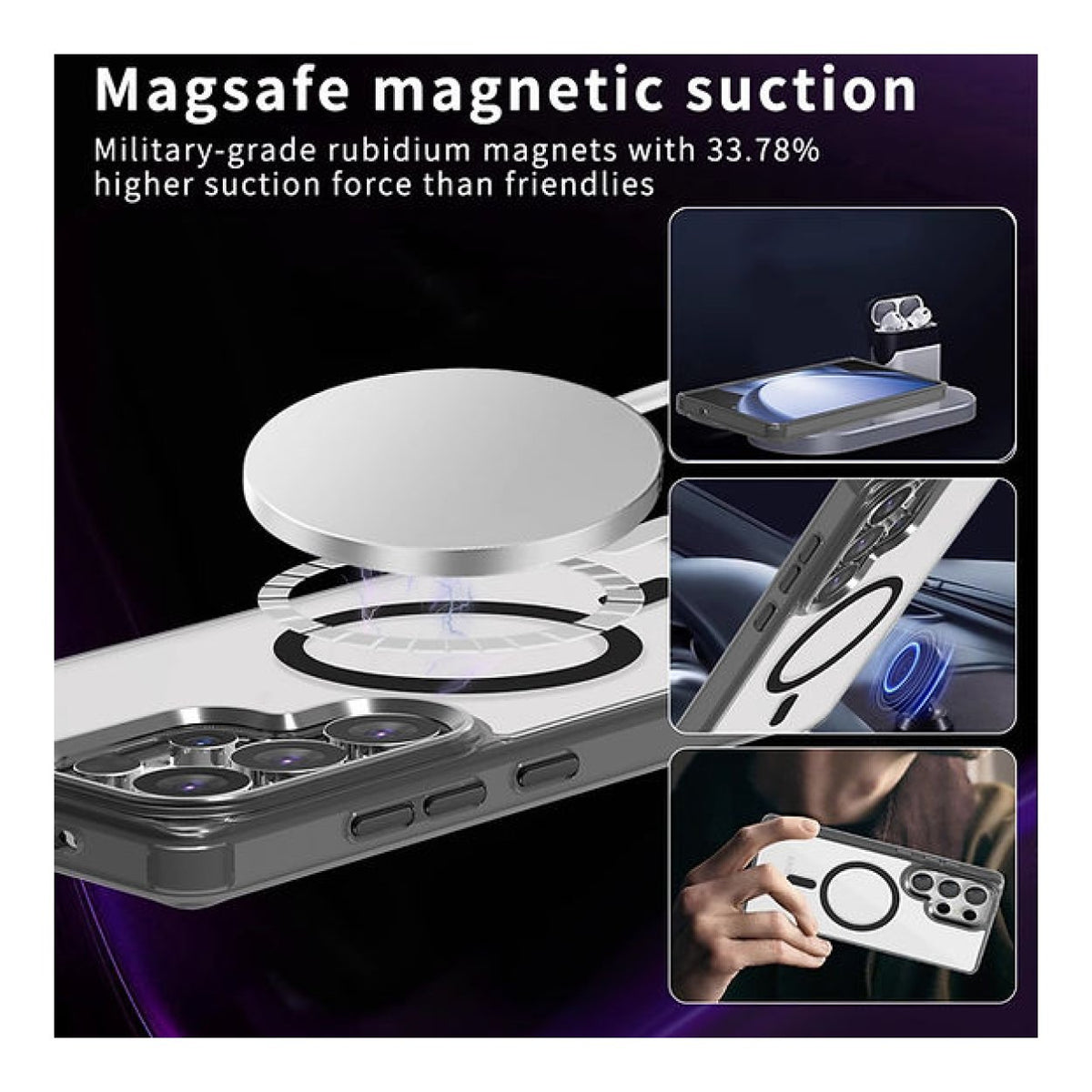 Tuff-Luv Magnetic Mobile Case for Samsung Galaxy S26 Ultra Clear/Black MF4474
