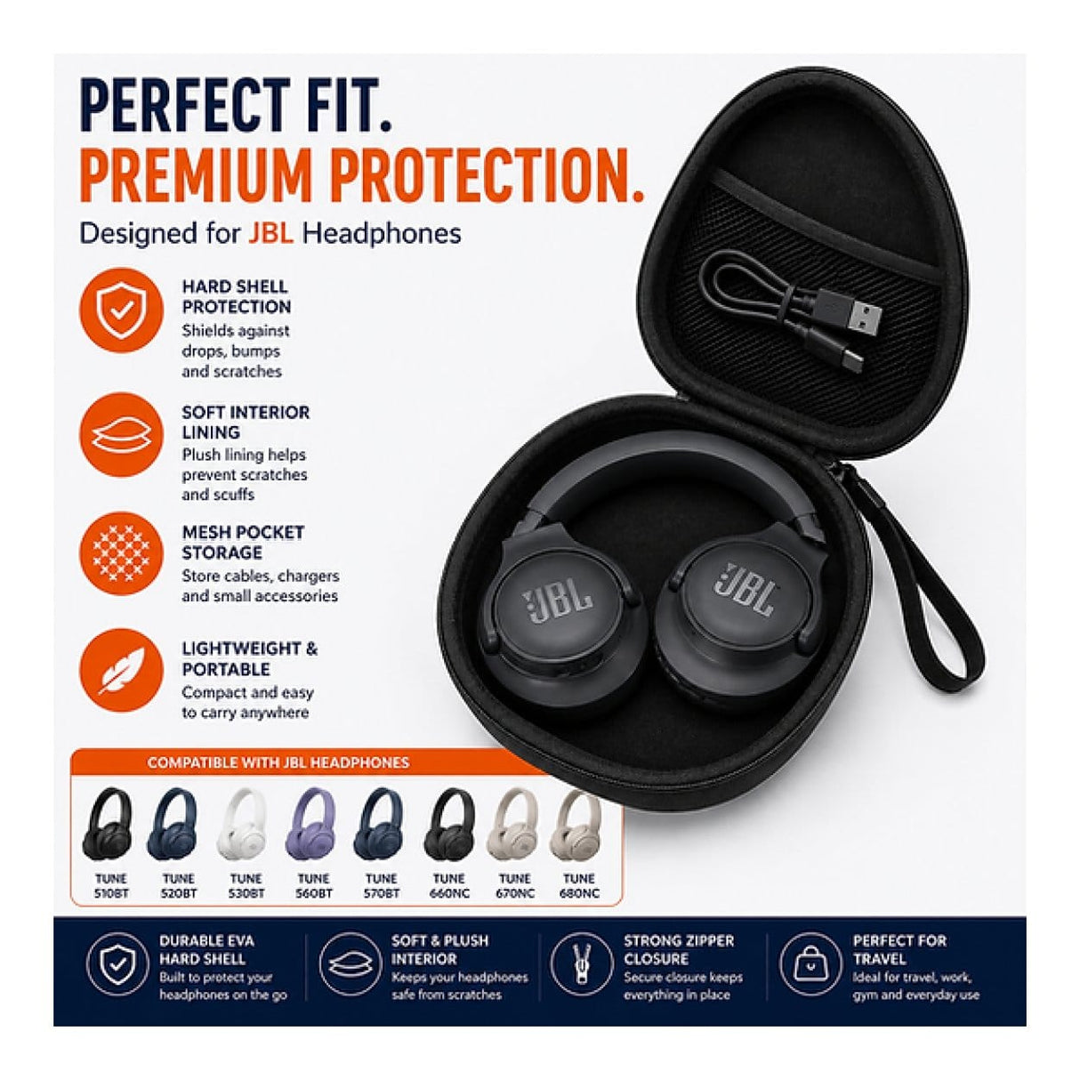 Tuff-Luv Hard Headphone Carry Case Black MF4499