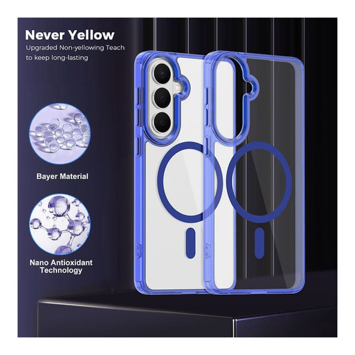 Tuff-Luv Magnetic TPU Case with Built-In Ring for Samsung Galaxy A27 5G Clear/Blue MF4528