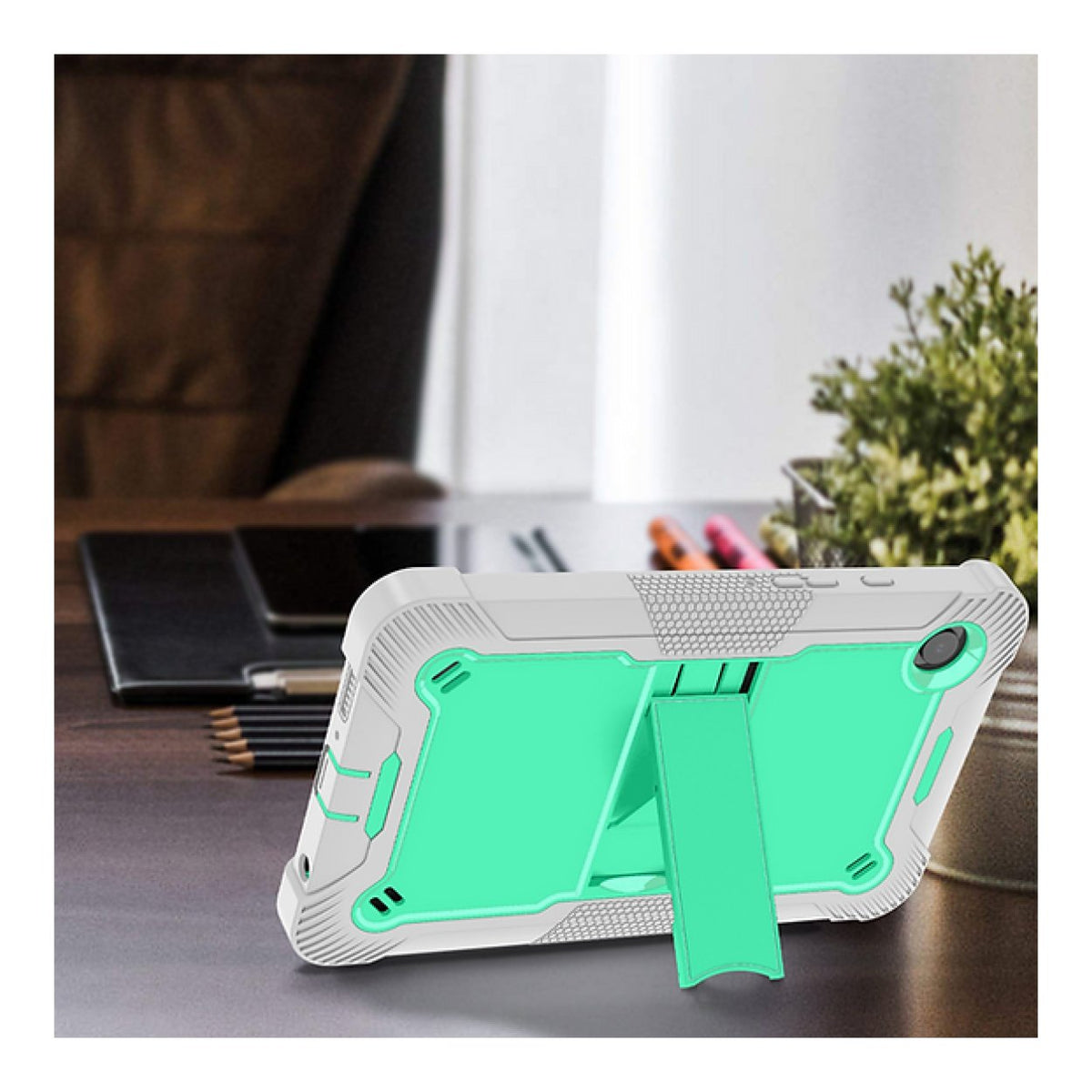 Tuff-Luv Rugged Case for Samsung Galaxy Tab A11 8.7-inch Mint Green and Gray MF4577
