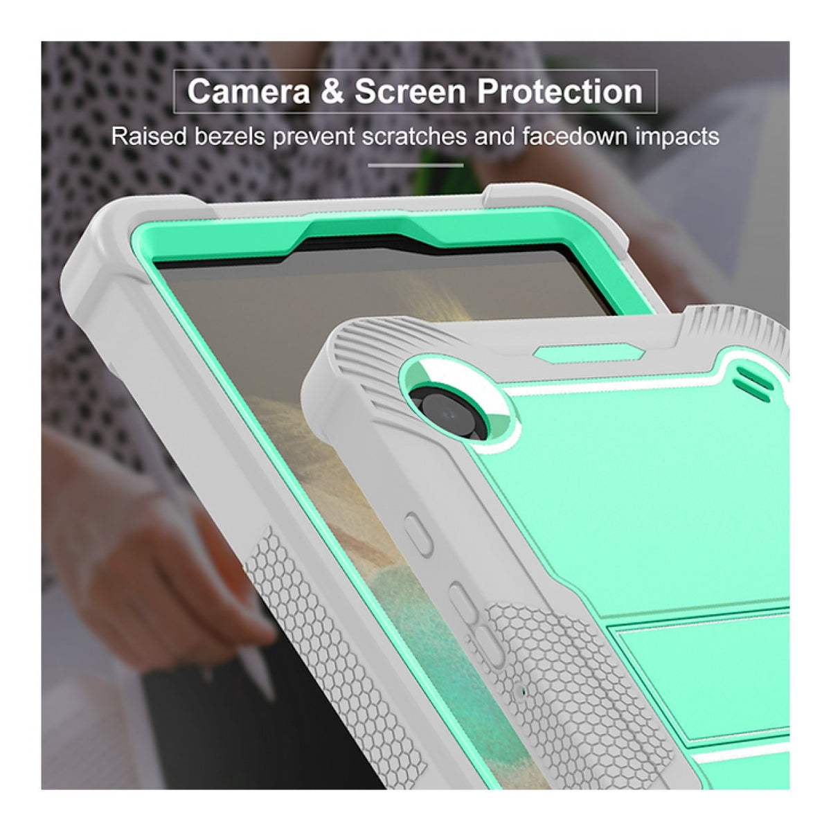 Tuff-Luv Rugged Case for Samsung Galaxy Tab A11 8.7-inch Mint Green and Gray MF4577