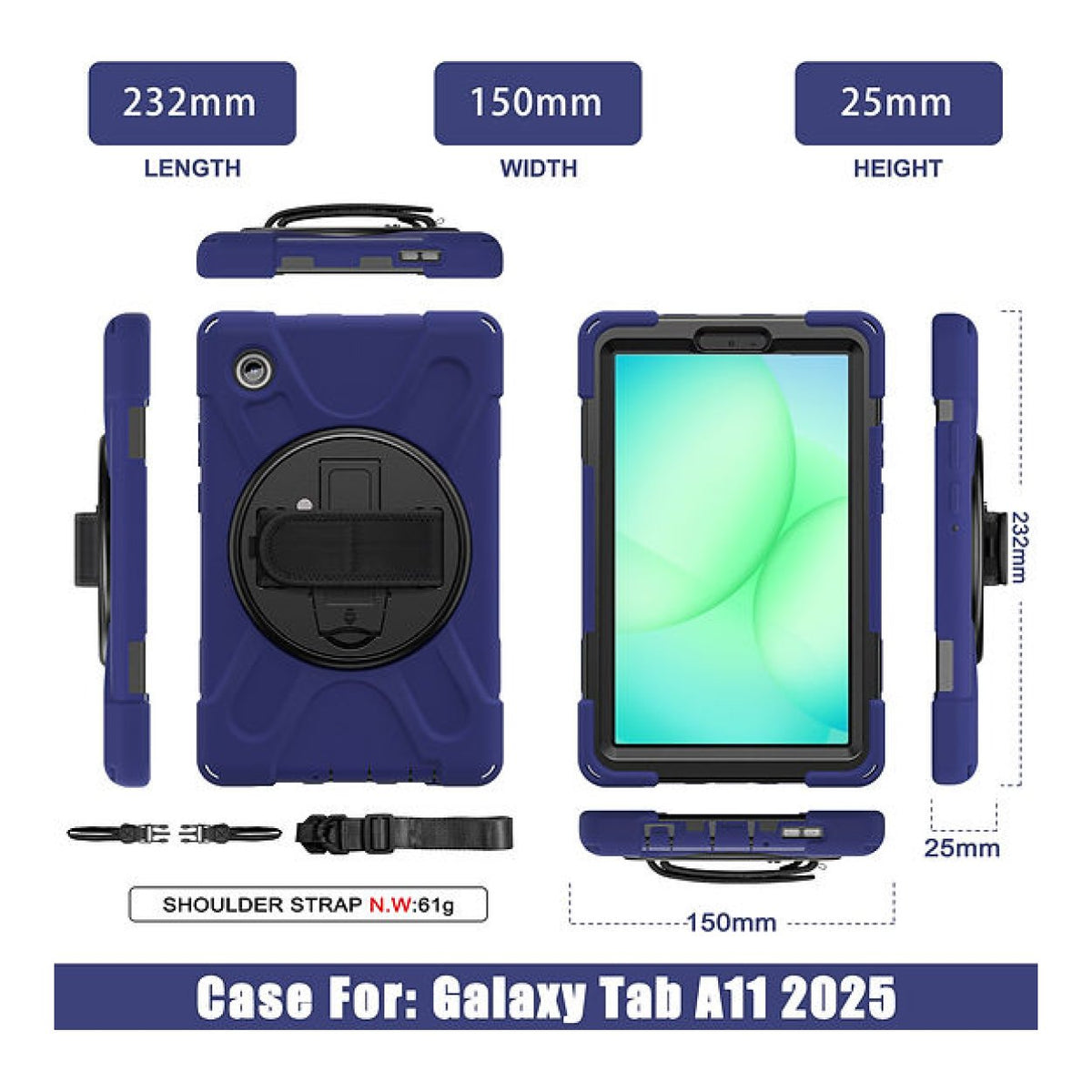 Tuff-Luv Armour Jack Rugged Case for Samsung Galaxy Tab A11 8.7-inch Navy Blue MF4581