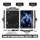 Tuff-Luv Armour Jack Rugged Case with Armstrap, Handstrap and Pen Holder for Samsung Galaxy Tab S12+ 12.4 Black MF4628