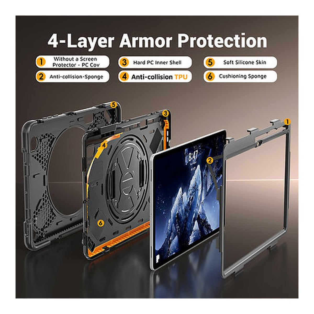 Tuff-Luv Armour Jack Rugged Case with Armstrap, Handstrap and Pen Holder for Samsung Galaxy Tab S12+ 12.4 Black MF4628