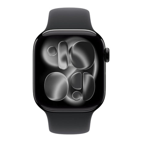 Apple Watch Series 11 GPS + Cellular 42mm Jet Black Aluminium Case with Black Sport Band M/L