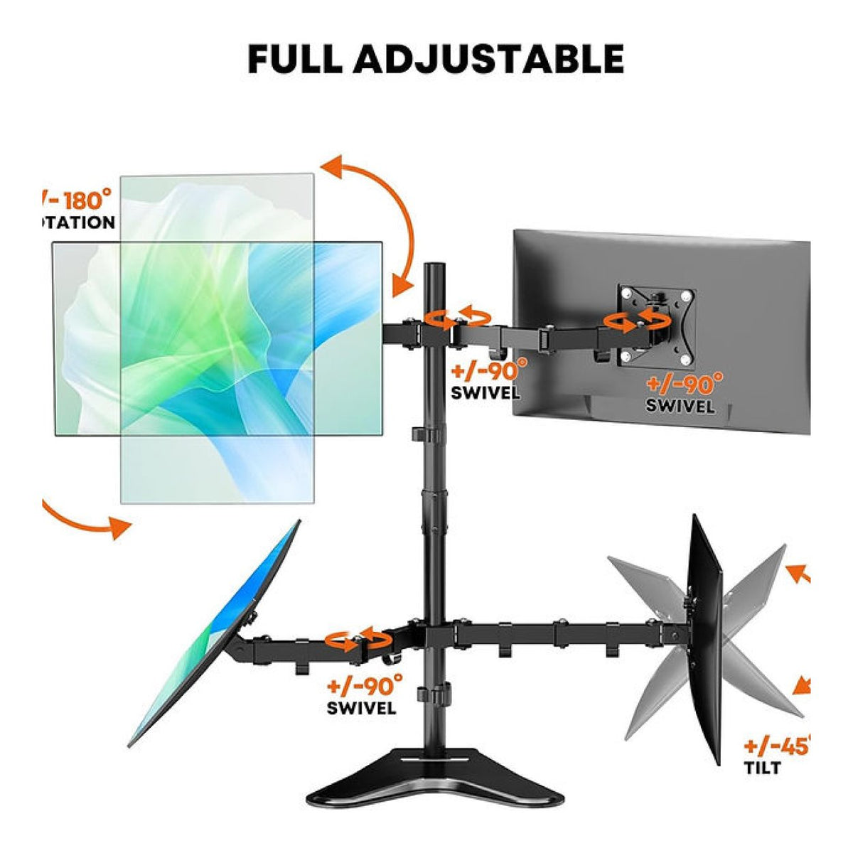 Tuff-Luv Quad LCD Monitor Stand for 4 Screens up to 32-inch MF865