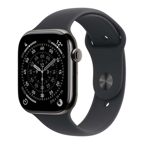 Apple Watch Series 11 GPS + Cellular 46mm Slate Titanium Case with Black Sport Band M/L